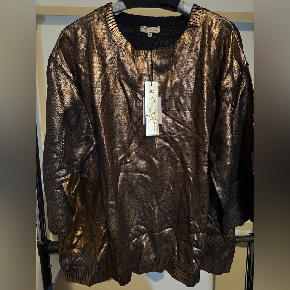 Metallic Bronze Textured Sweater